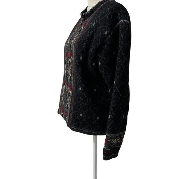 Mac Duff Shetland Wool Knit Cardigan Sweater Floral Embroidered Medium - Picture 6 of 11